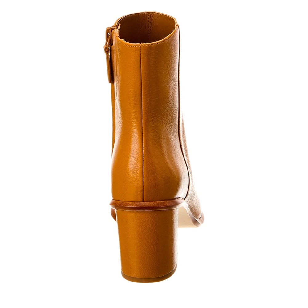 TORY BURCH BROOKE STAMPED HEEL ROUND TOE LEATHER BOOTIE IN CARAMEL CORN - 9 - Picture 7 of 16